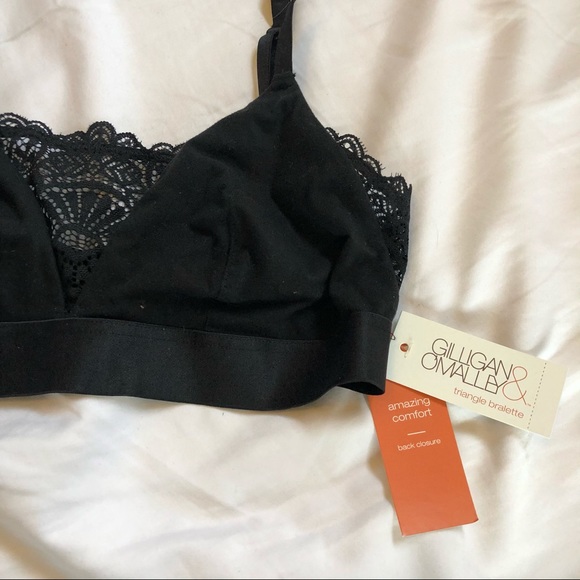 NWT gilligan o malley wireless black lace pull over bralette - Picture 4 of 5